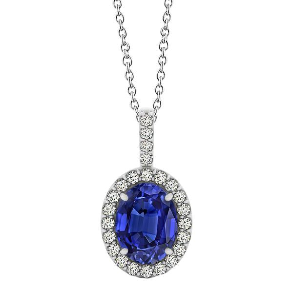 3.50 Ct Tanzanite With Diamonds Pendant 14K White Gold - Gemstone Pendant-harrychadent.ca