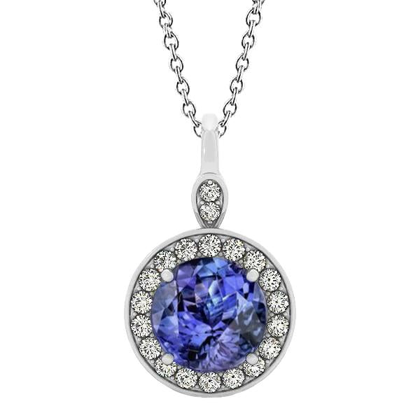 4.20 Carats Brilliant Cut Tanzanite & Diamonds Pendant Necklace - Gemstone Pendant-harrychadent.ca