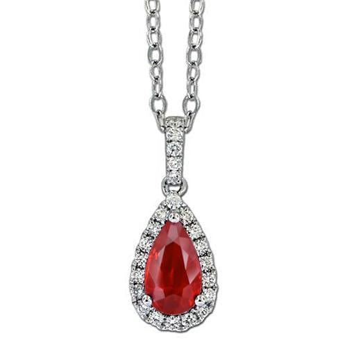 5.50 Ct. Ruby With Diamonds Pendant Necklace White Gold 14K - Gemstone Pendant-harrychadent.ca