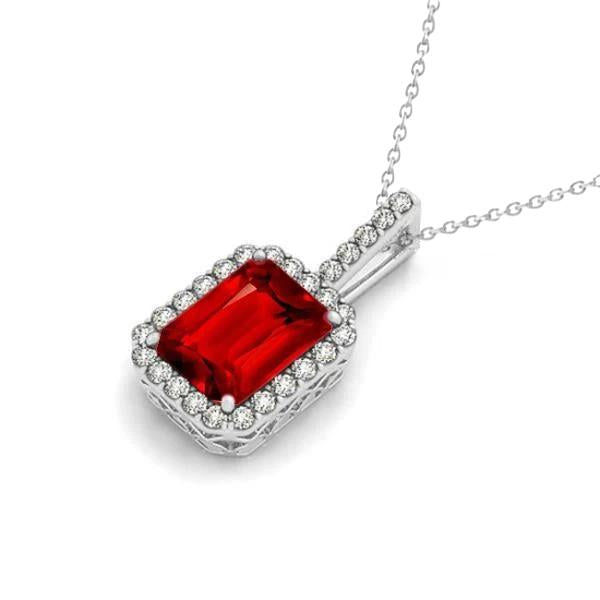6.45 Carats Prong Set Red Ruby With Pendant Necklace Gold 14K - Gemstone Pendant-harrychadent.ca