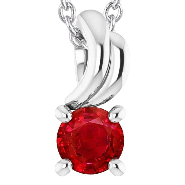Four Prong Round Ruby Pendant 1 Carat - Gemstone Pendant-harrychadent.ca