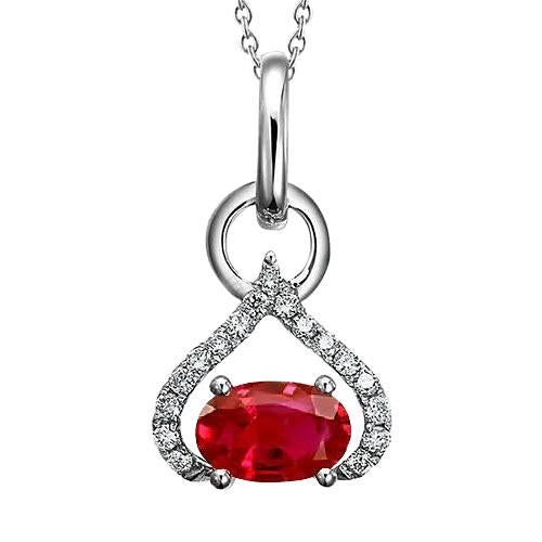 Heart Shape Pendant Necklace 6.55 Ct. Ruby And Diamonds New - Gemstone Pendant-harrychadent.ca