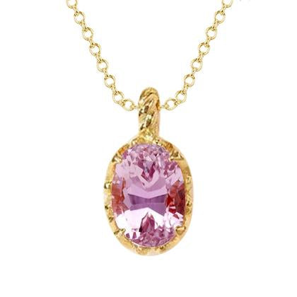 Pendant Necklace 25 Carat Solitaire Pink Kunzite Yellow Gold 14K - Gemstone Pendant-harrychadent.ca
