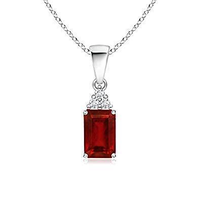Red Ruby With Diamonds 4.50 Carats Pendant Necklace White Gold 14K - Gemstone Pendant-harrychadent.ca