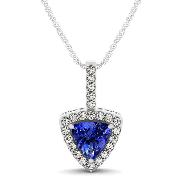 White Gold 14K 2.70 Ct Tanzanite With Diamonds Pendant With Chain - Gemstone Pendant-harrychadent.ca