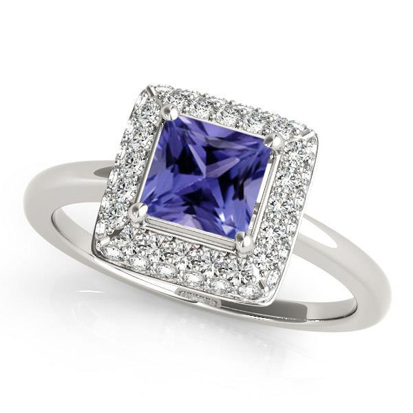 1.5 Ct Princess Cut Tanzanite With Diamond Ring White Gold - Gemstone Ring-harrychadent.ca