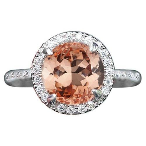 12.85 Ct Brilliant Cut Morganite And Diamonds Anniversary Ring Gold - Gemstone Ring-harrychadent.ca