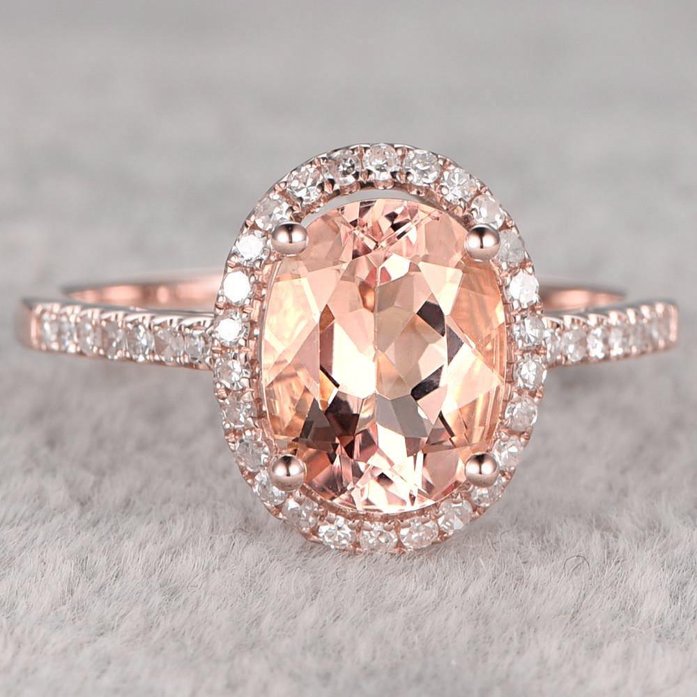 17.15 Ct Morganite And Diamonds Anniversary Ring 14K Rose Gold - Gemstone Ring-harrychadent.ca
