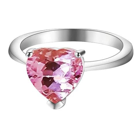 18 Carat Solitaire Heart Cut Kunzite Wedding Ring Gold White 14K - Gemstone Ring-harrychadent.ca