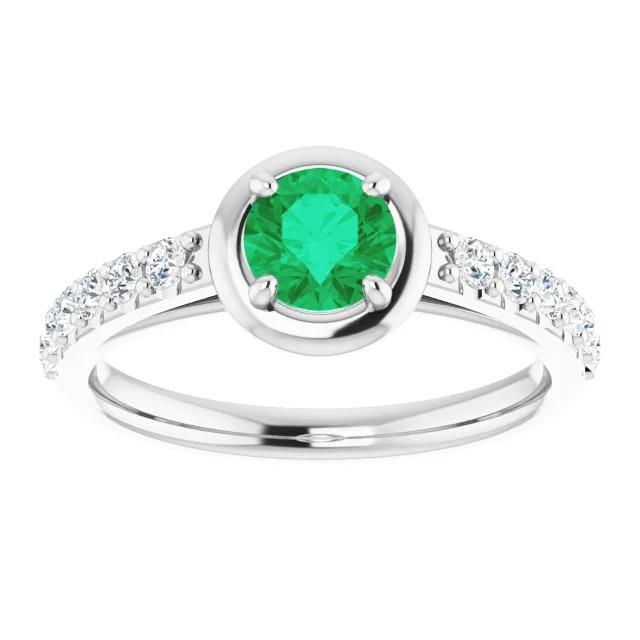 2.25 Carats Green Emerald And Diamond Ring White Gold 14K - Gemstone Ring-harrychadent.ca