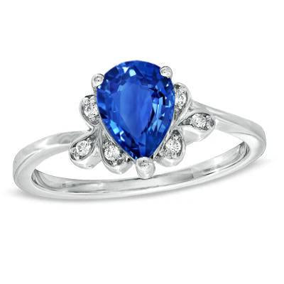 2.30 Carats Ceylon Sapphire And Diamond Ring White Gold 14K - Gemstone Ring-harrychadent.ca