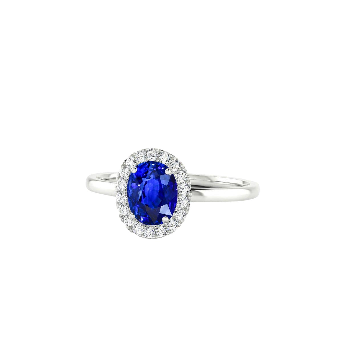 2.60 Carats Sapphire With Diamond Ring White Gold 14K - Gemstone Ring-harrychadent.ca