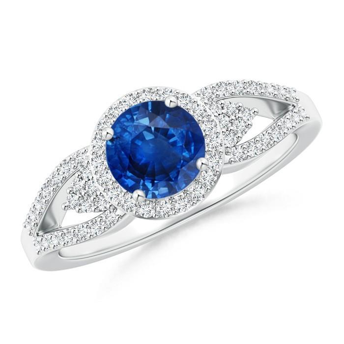 2.65 Ct Round Cut Sapphire And Diamonds Ring White Gold - Gemstone Ring-harrychadent.ca