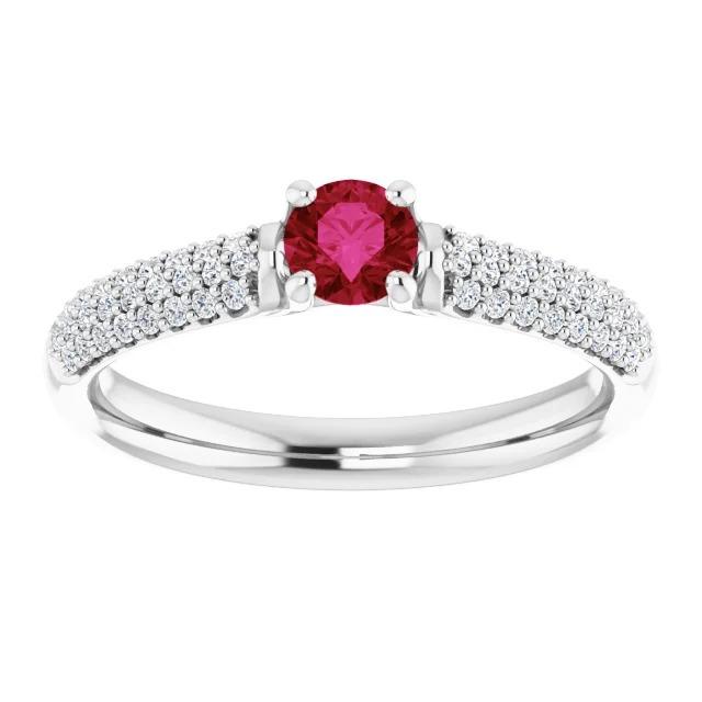 2 Carats Pave Diamond Ruby Ring White Gold 14K - Gemstone Ring-harrychadent.ca
