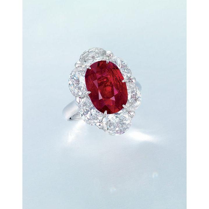 3.60 Ct Cushion Ruby With Oval Diamonds Ring New - Gemstone Ring-harrychadent.ca