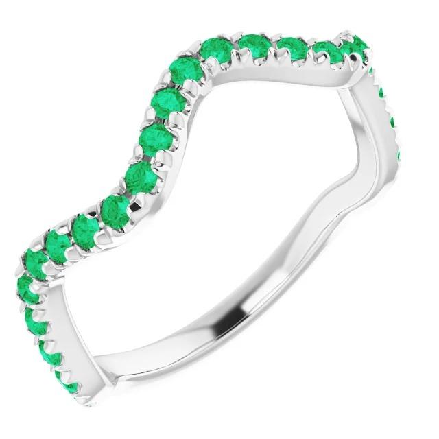3 Carats Freeform Shank Ring Green Emerald Stones White Gold 14K - Gemstone Ring-harrychadent.ca