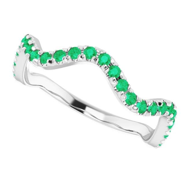 3 Carats Freeform Shank Ring Green Emerald Stones White Gold 14K - Gemstone Ring-harrychadent.ca