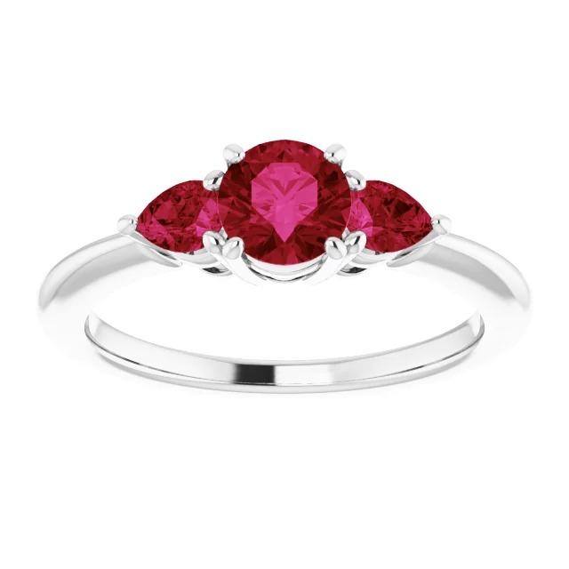 3 Stone Ruby Ring 1.50 Carats Prong Setting Ladies Jewelry - Gemstone Ring-harrychadent.ca