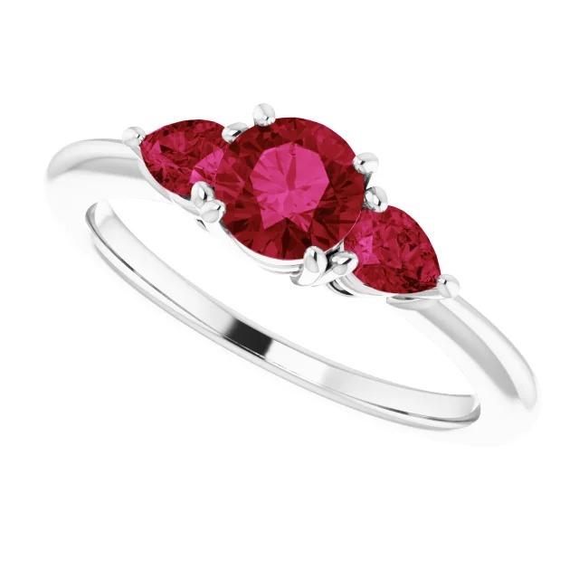3 Stone Ruby Ring 1.50 Carats Prong Setting Ladies Jewelry - Gemstone Ring-harrychadent.ca