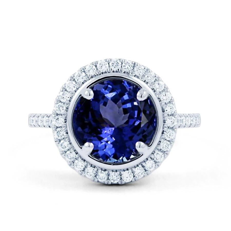 4.25 Carats Tanzanite And Diamonds Ring White Gold 14K - Gemstone Ring-harrychadent.ca