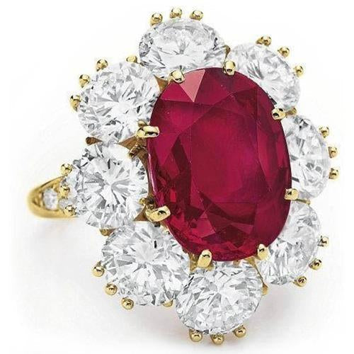 4.75 Ct Red Sapphire With Diamonds Wedding Ring White Gold 14K - Gemstone Ring-harrychadent.ca