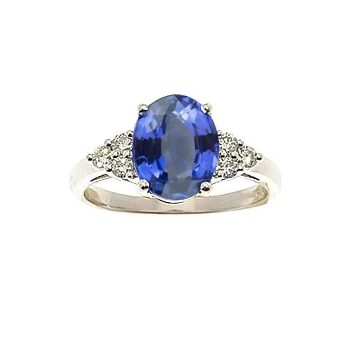 5.30 Ct Oval Sri Lankan Sapphire Diamond Ring White Gold 14K - Gemstone Ring-harrychadent.ca