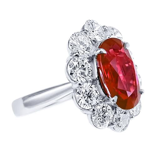 6.5 Ct Ruby With Diamond Wedding Ring White Gold 14K Fine Jewelry - Gemstone Ring-harrychadent.ca