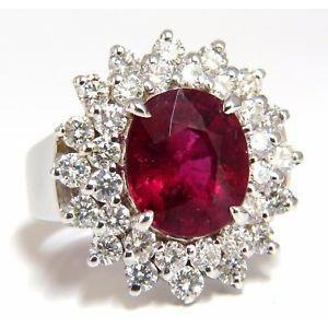 6 Carats Red Oval Cut Tourmaline And Diamond Anniversary Ring - Gemstone Ring-harrychadent.ca
