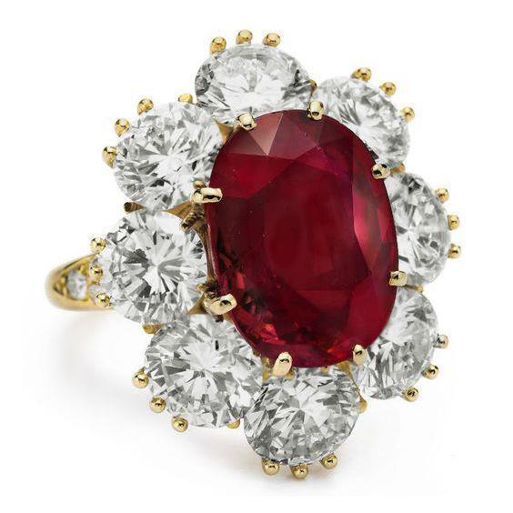 7.25 Ct Prong Set Oval Cut Garnet And Diamonds Engagement Ring - Gemstone Ring-harrychadent.ca
