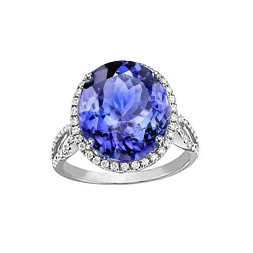 8.65 Ct. Wedding Ring AAA Oval Tanzanite And Round Diamonds - Gemstone Ring-harrychadent.ca