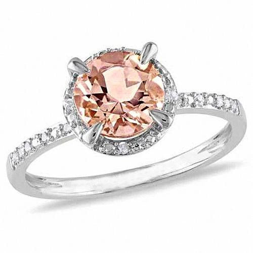 9.75 Carats Morganite And Diamonds Ring 14K White Gold - Gemstone Ring-harrychadent.ca