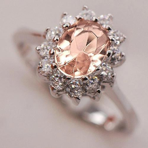 Anniversary Ring 11 Ct Morganite And Diamonds White Gold 14K - Gemstone Ring-harrychadent.ca