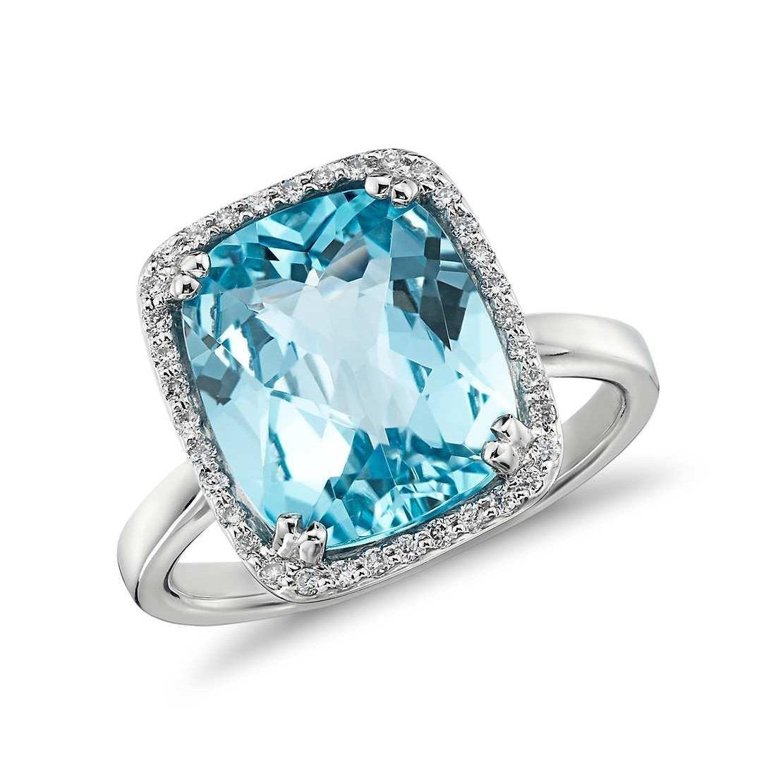 Aquamarine And Diamond 9.50 Ct Wedding Ring Gold 14K - Gemstone Ring-harrychadent.ca
