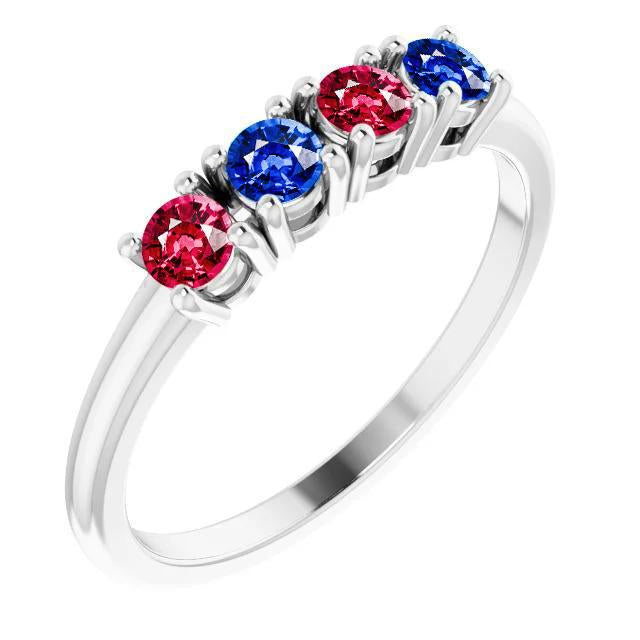 Band Ruby Sapphire Ring 0.80 Carats Prong Setting White Gold 14K - Gemstone Ring-harrychadent.ca