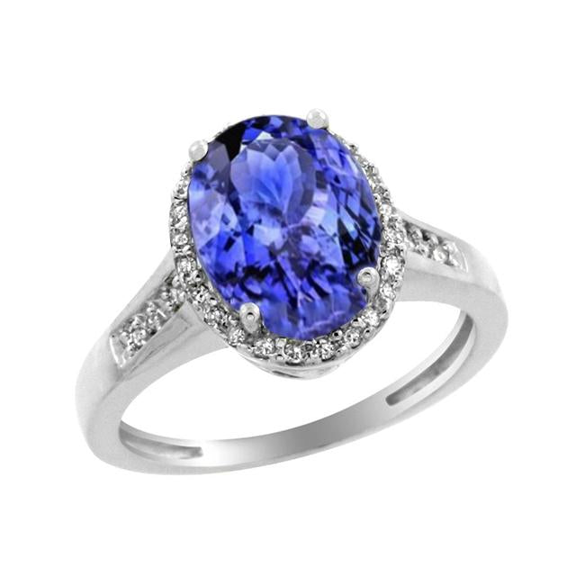 Big Tanzanite With Small Diamonds 5.75 Carats Ring White Gold 14K - Gemstone Ring-harrychadent.ca