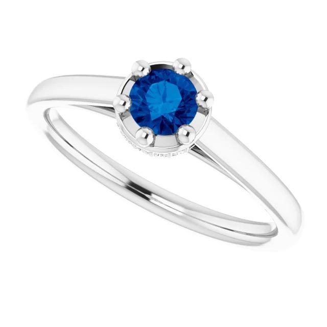 Blue Sapphire Round Ring Prong Style 1.25 Carats White Gold 14K - Gemstone Ring-harrychadent.ca