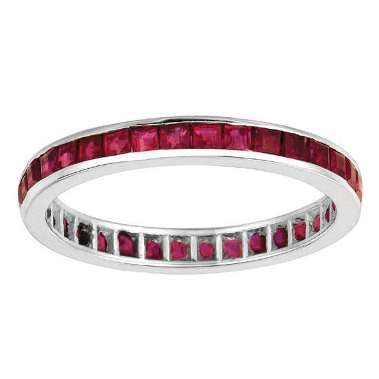 Channel Setting 1.60 Ct. Princess Cut Eternity Ruby Ring Band Gold 14K - Gemstone Ring-harrychadent.ca