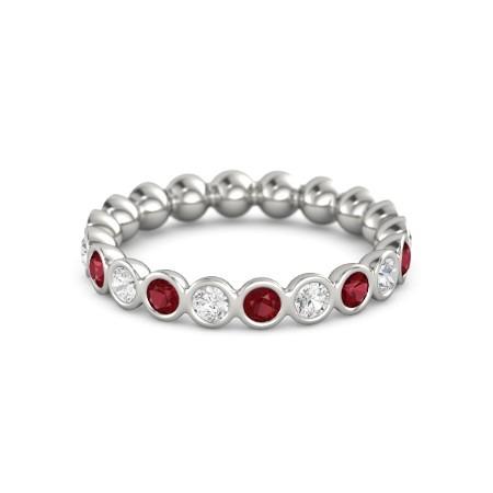 Diamond Eternity Band 1 Carat Burmese Ruby 14K White Gold Jewelry - Gemstone Ring-harrychadent.ca