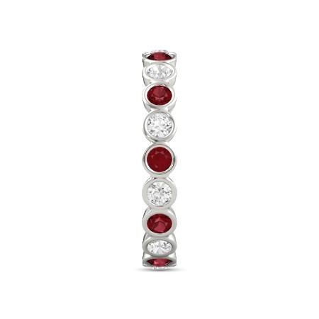 Diamond Eternity Band 1 Carat Burmese Ruby 14K White Gold Jewelry - Gemstone Ring-harrychadent.ca