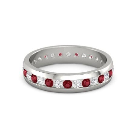 Diamond Round Ruby Eternity Band 2.50 Carats White Gold 14K - Gemstone Ring-harrychadent.ca