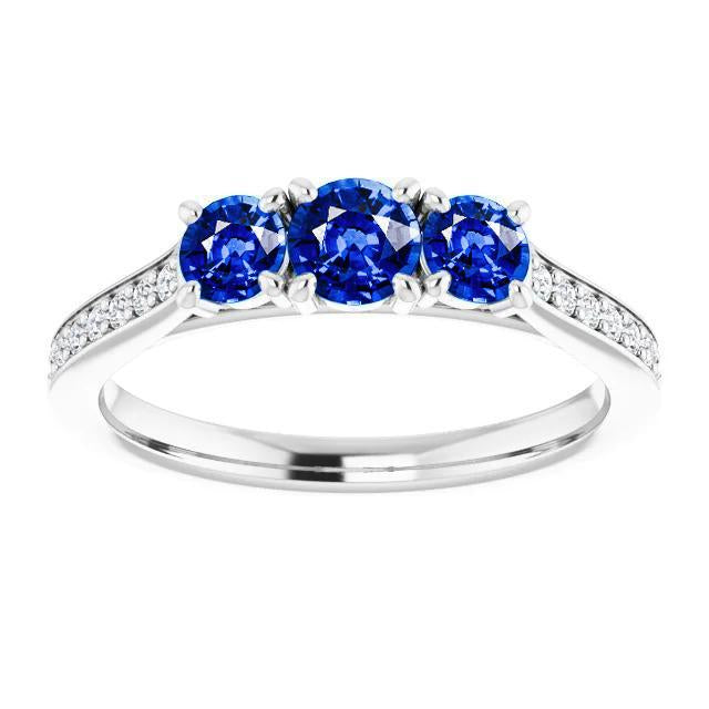 Diamond Sapphire Ring 1.10 Carats Claw Prong Setting Women Jewelry - Gemstone Ring-harrychadent.ca