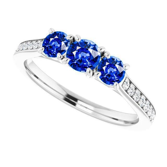 Diamond Sapphire Ring 1.10 Carats Claw Prong Setting Women Jewelry - Gemstone Ring-harrychadent.ca