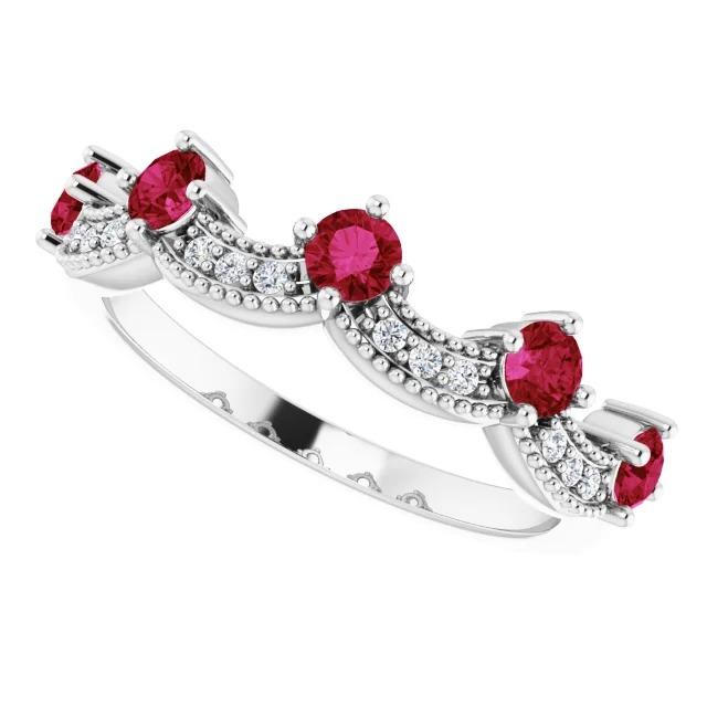 Diamond Wedding Band 1.74 Carats Burma Ruby Women Jewelry - Gemstone Ring-harrychadent.ca