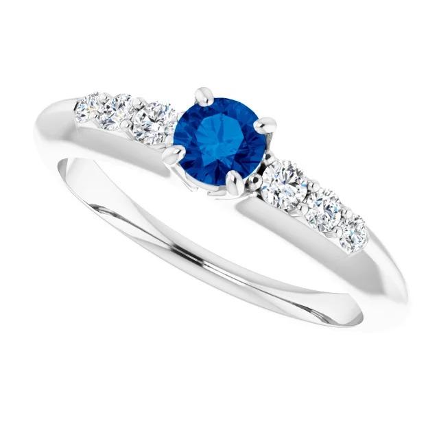 Four Prong Diamond Round Blue Sapphire 1.50 Carats Ring - Gemstone Ring-harrychadent.ca