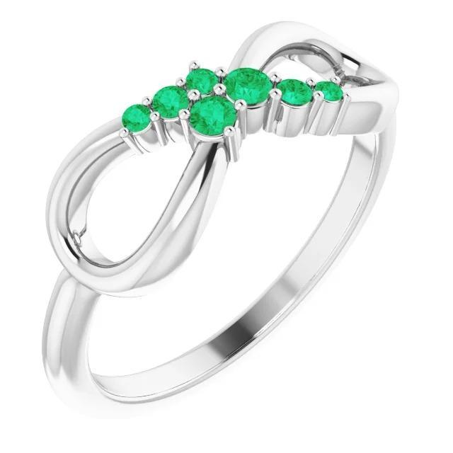 Green Emerald Ring Infinity Style 1 Carat White Gold 14K Jewelry - Gemstone Ring-harrychadent.ca