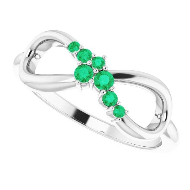 Green Emerald Ring Infinity Style 1 Carat White Gold 14K Jewelry - Gemstone Ring-harrychadent.ca