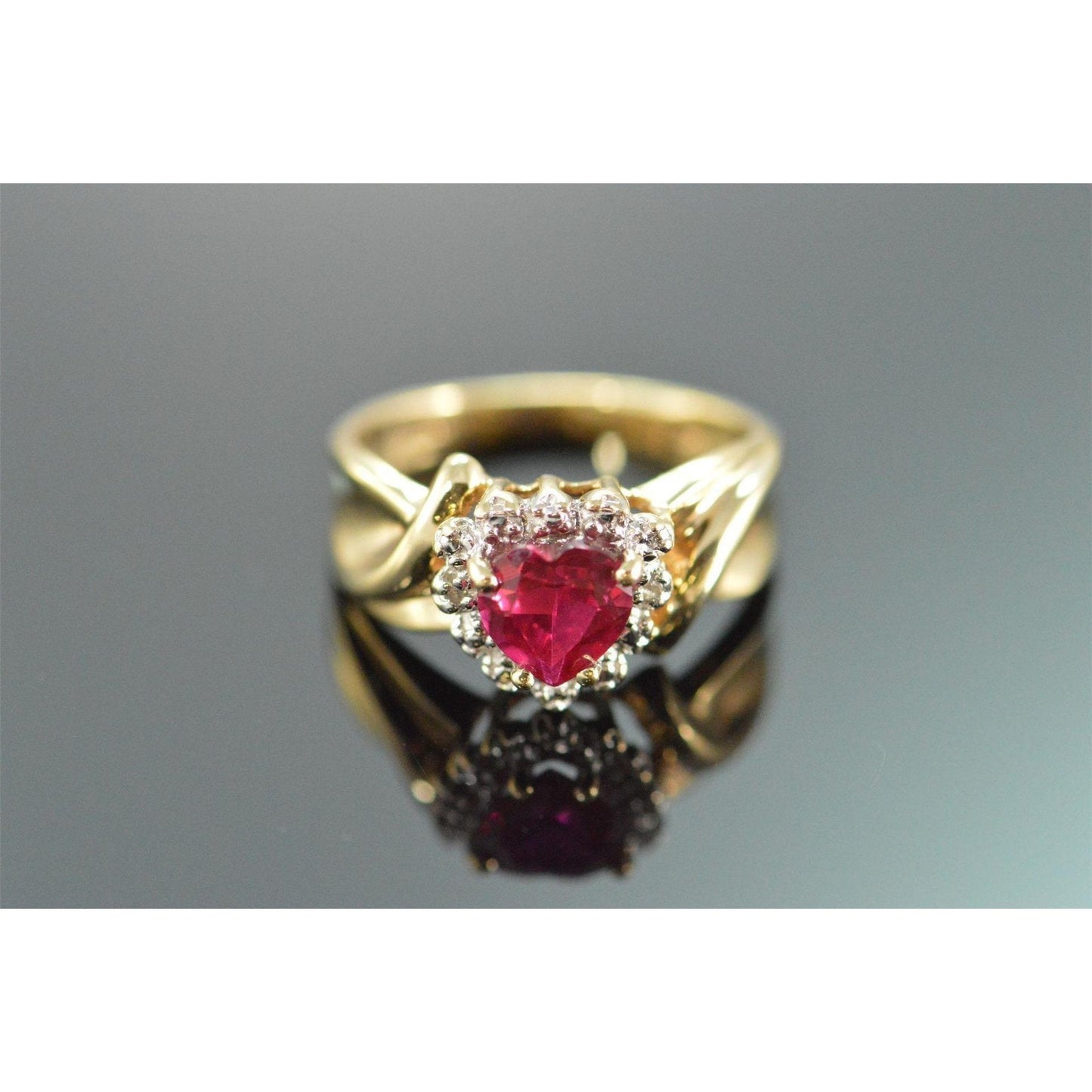 Heart Shaped Red Ruby Diamond Ring 2.15 Carats Yellow Gold 14K - Gemstone Ring-harrychadent.ca