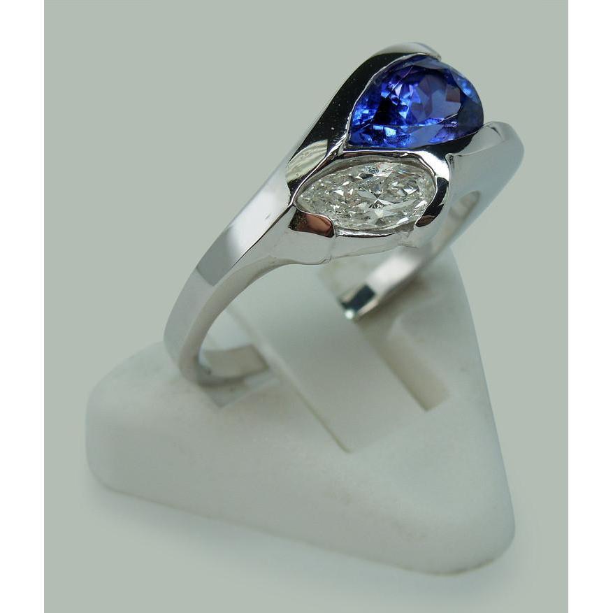 Pear Shape Infinity Tanzanite And Diamond Ring 2.25 Ct. Gold 14K - Gemstone Ring-harrychadent.ca
