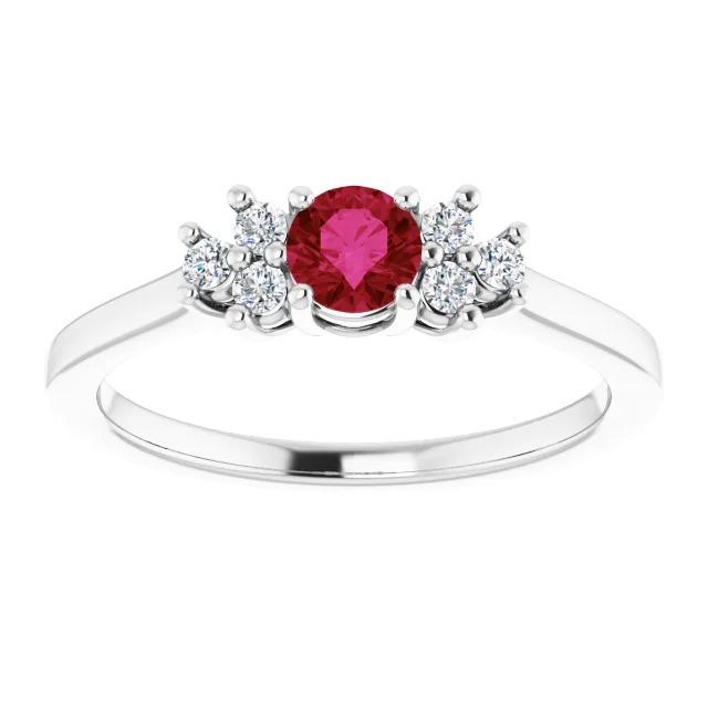 Red Round Ruby Stone And Diamond Ring 1.50 Carats - Gemstone Ring-harrychadent.ca