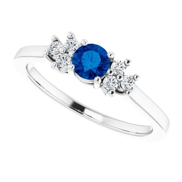 Round Blue Sapphire Stone 1.50 Carats Engagement Ring - Gemstone Ring-harrychadent.ca